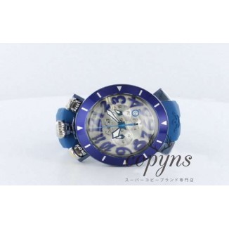 ガガミラノ コピー クロノ48mm 6053.1 ラバー ブルー/シルバー メンズ
