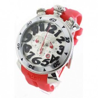 ガガミラノ コピー クロノ48mm 6050.7 ラバー レッド/シルバー メンズ