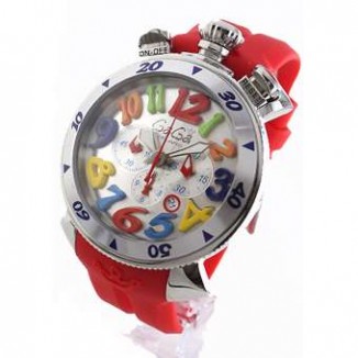 ガガミラノ コピー クロノ48mm 6050.1 ラバー レッド/シルバー メンズ
