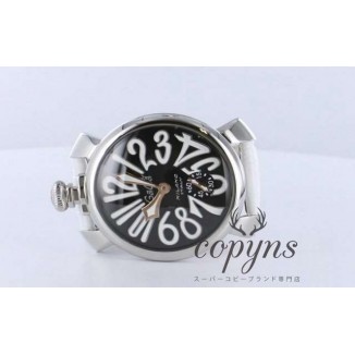 ガガミラノ 偽物 マニュアーレ48mm 5010.6 手巻き レザー ホワイト/ブラック メンズ