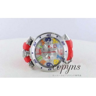 ガガミラノ コピー クロノ48mm 6050.1 ラバー レッド/シルバー メンズ
