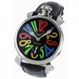 ガガミラノ 偽物 マニュアーレ48mm 5010.2 手巻き スモールセコンド レザー ブラック メンズ