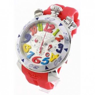 ガガミラノ コピー クロノ48mm 6050.1 ラバー レッド/シルバー メンズ
