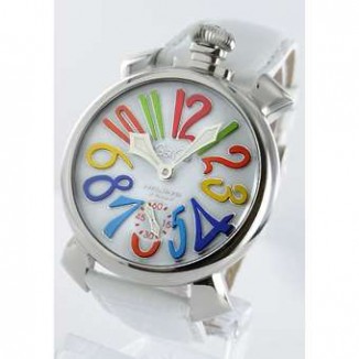 ガガミラノ 偽物 マニュアーレ48mm 5010.1 手巻き スモールセコンド レザー ホワイト メンズ