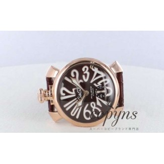 ガガミラノ 偽物 マニュアーレ48mm 5011.1 手巻き スモールセコンド レザー PGPダークブラウン メンズ