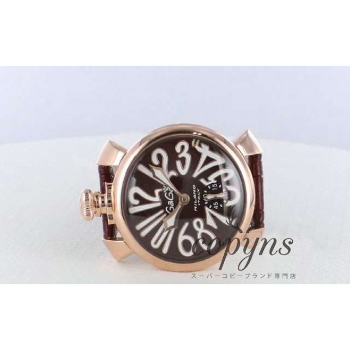 ガガミラノ 偽物 マニュアーレ48mm 5011.1 手巻き スモールセコンド レザー PGPダークブラウン メンズ