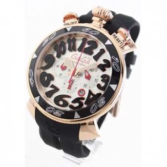 ガガミラノ コピー クロノ48mm 6056.6 ラバー ブラック/PGPシャンパンシルバー メンズ