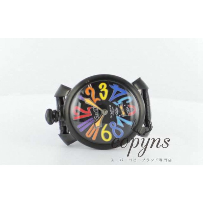 ガガミラノ 偽物 マニュアーレ48mm 5012.3 手巻き スモールセコンド レザー ブラック メンズ