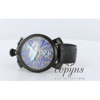 ガガミラノ 偽物 マニュアーレ48mm 5012MOS2 モザイク 手巻き スモールセコンド レザー ブラック/モザイクブラック メンズ