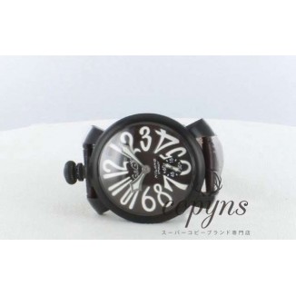 ガガミラノ 偽物 マニュアーレ48mm 5012.4 手巻き スモールセコンド レザー ダークブラウン メンズ