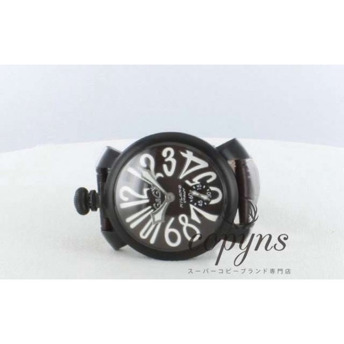 ガガミラノ 偽物 マニュアーレ48mm 5012.4 手巻き スモールセコンド レザー ダークブラウン メンズ
