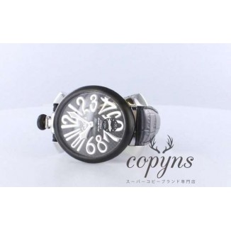 ガガミラノ 偽物 マニュアーレ48mm 5013.1 スモールセコンド レザー カーボンブラック メンズ