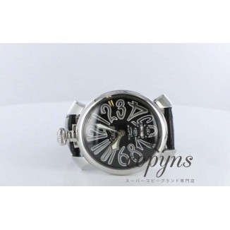 ガガミラノ 偽物 マニュアーレ48mm 5010.4 手巻き スモールセコンド レザー ブラック メンズ