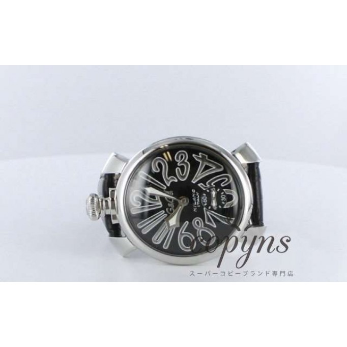 ガガミラノ 偽物 マニュアーレ48mm 5010.4 手巻き スモールセコンド レザー ブラック メンズ