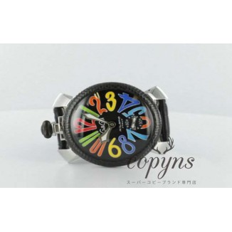 ガガミラノ 偽物 マニュアーレ48mm 5015 手巻き スモールセコンド レザー ブラック メンズ