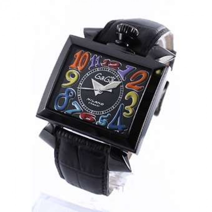 ガガミラノ スーパーコピー ナポレオーネ48mm スーパーコピー 6002.1 オートマチック レザー ブラック メンズ