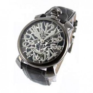 ガガミラノ 偽物 マニュアーレ48mm 5012MOS1 モザイク 手巻き スモールセコンド レザー オリーブグレー/モザイクオリーブ メンズ