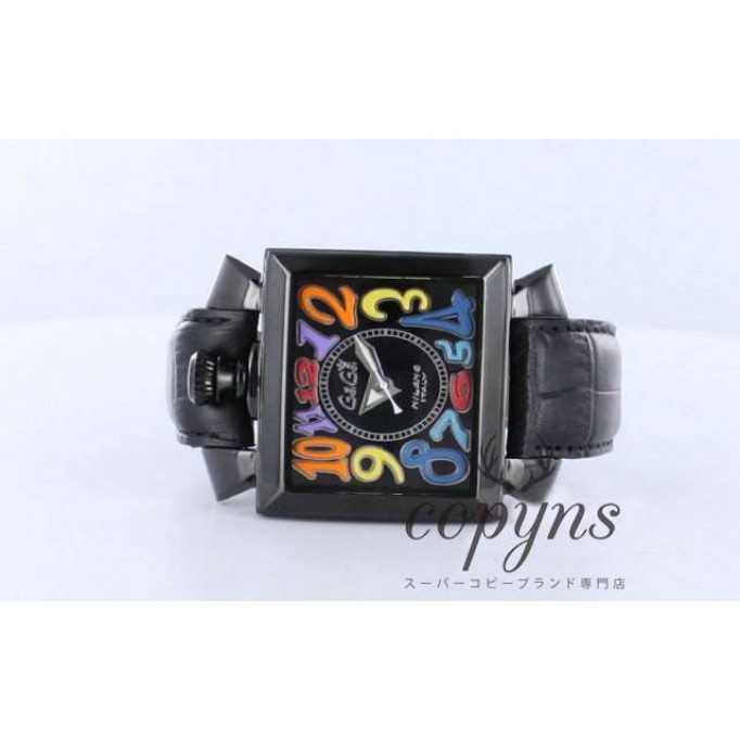 ガガミラノ スーパーコピー ナポレオーネ48mm スーパーコピー 6002.1 オートマチック レザー ブラック メンズ