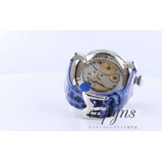 ガガミラノ 偽物 マニュアーレ48mm 5010MOS1 モザイク 手巻き スモールセコンド レザー ブルー/マルチカラー メンズ