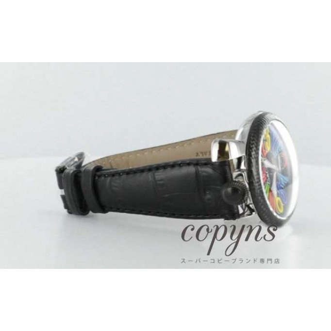 ガガミラノ 偽物 マニュアーレ48mm 5015 手巻き スモールセコンド レザー ブラック メンズ