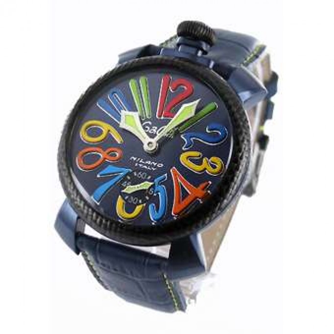 ガガミラノ 偽物 マニュアーレ48mm 5016.4 手巻き スモールセコンド レザー ブルー メンズ 「世界限定500本」