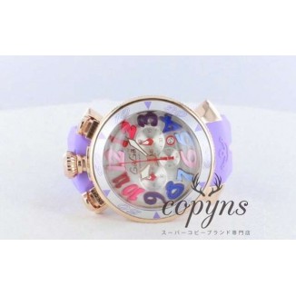 ガガミラノ コピー クロノ48mm 6056.9 ラバー ライトパープル/PGPシャンパンシルバー メンズ