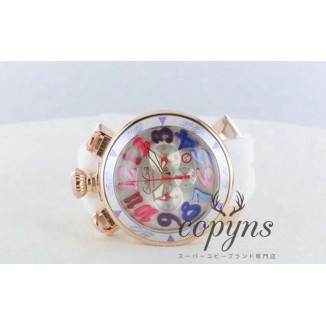 ガガミラノ コピー クロノ48mm 6056.9 ラバー ホワイト/PGPシャンパンシルバー メンズ