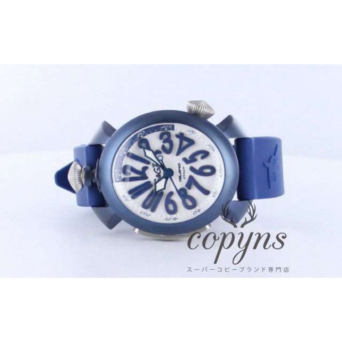 ガガミラノ コピー ダイビング48mm 5043 チタン オートマチック ラバー ブルー/ホワイト メンズ