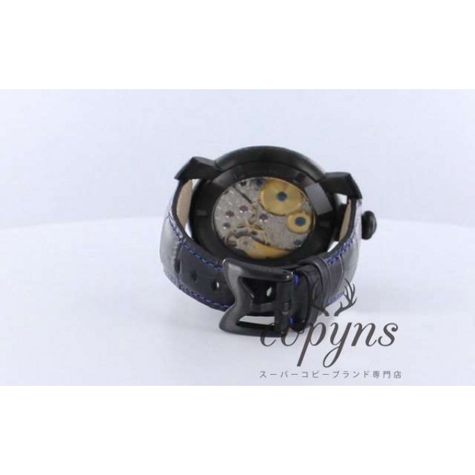ガガミラノ 偽物 マニュアーレ48mm 5016.7 スモールセコンド レザー カーボンブラック メンズ
