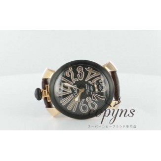 ガガミラノ 偽物 マニュアーレ48mm 5014.1 手巻き スモールセコンド レザー ブラウン/PGPカーボンブラック メンズ