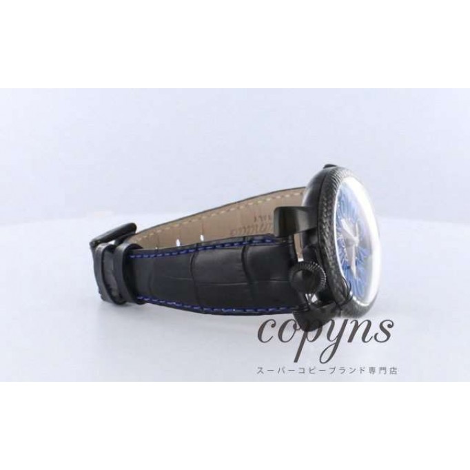 ガガミラノ 偽物 マニュアーレ48mm 5016.7 スモールセコンド レザー カーボンブラック メンズ
