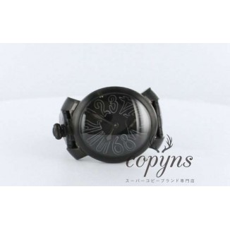 ガガミラノ 偽物 マニュアーレ48mm 5012.2 手巻き レザー ブラック メンズ