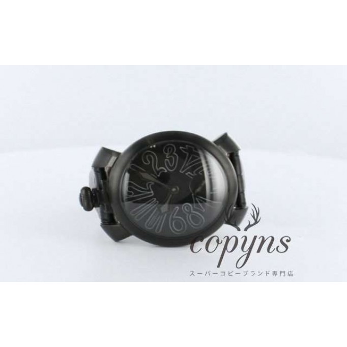 ガガミラノ 偽物 マニュアーレ48mm 5012.2 手巻き レザー ブラック メンズ