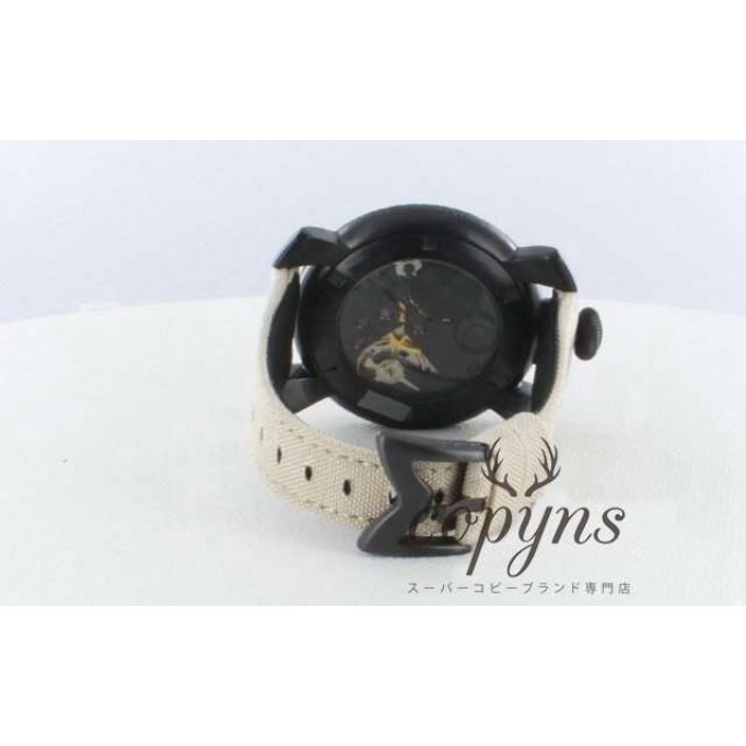 ガガミラノ 偽物 マニュアーレ48mm 5016.9 手巻き スモールセコンド キャンバスレザー ライトベージュ/ブラック メンズ 「世界限定500本」