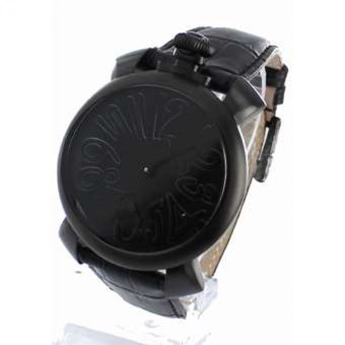 ガガミラノ 偽物 マニュアーレ48mm 5012.2 手巻き レザー ブラック メンズ