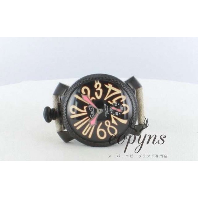 ガガミラノ 偽物 マニュアーレ48mm 5016.9 手巻き スモールセコンド キャンバスレザー ライトベージュ/ブラック メンズ 「世界限定500本」
