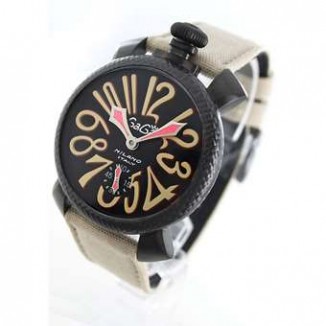 ガガミラノ 偽物 マニュアーレ48mm 5016.9 手巻き スモールセコンド キャンバスレザー ライトベージュ/ブラック メンズ 「世界限定500本」