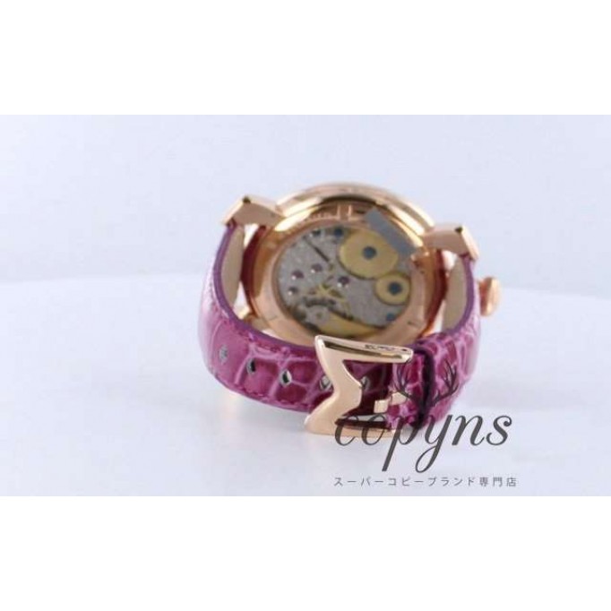 ガガミラノ 偽物 マニュアーレ48mm 5011MOS2 モザイク 手巻き スモールセコンド レザー PGPモザイクピンク メンズ