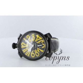 ガガミラノ 偽物 マニュアーレ48mm 5016.2 手巻き レザー ブラック/カーボンブラック メンズ 「世界限定500本」