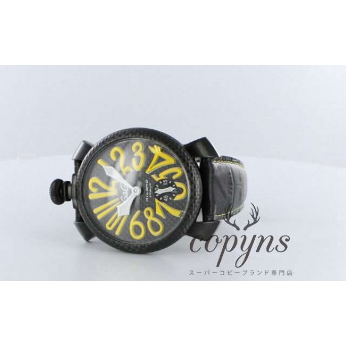 ガガミラノ 偽物 マニュアーレ48mm 5016.2 手巻き レザー ブラック/カーボンブラック メンズ 「世界限定500本」