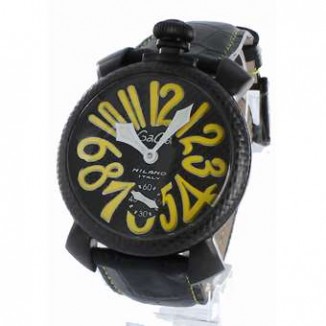ガガミラノ 偽物 マニュアーレ48mm 5016.2 手巻き レザー ブラック/カーボンブラック メンズ 「世界限定500本」