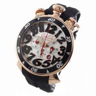 ガガミラノ コピー クロノ48mm 6056.6 ラバー ブラック/PGPシャンパンシルバー メンズ