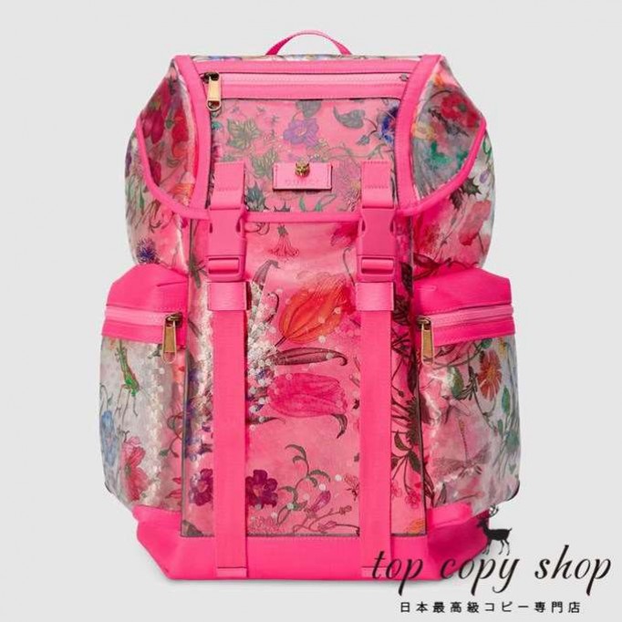 グッチ バッグ スーパーコピー フローラ プリント ビニール ミディアム バックパック 548745 91FBX 9084