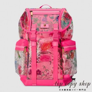 グッチ バッグ スーパーコピー フローラ プリント ビニール ミディアム バックパック 548745 91FBX 9084