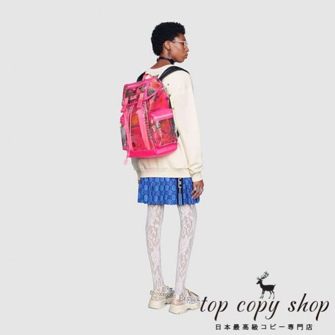 グッチ バッグ スーパーコピー フローラ プリント ビニール ミディアム バックパック 548745 91FBX 9084
