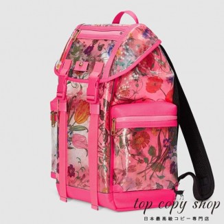グッチ バッグ スーパーコピー GG フローラ プリント ビニール ミディアム バックパック  548745 91FBX 9084