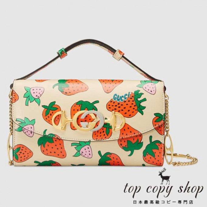 グッチ バッグ スーパーコピー GG〔グッチ ズゥミ〕GUCCI ストロベリープリント ミニ ショルダーバッグ564718 08PAX 9036